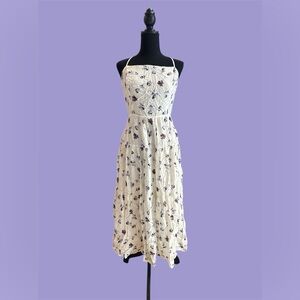 Urban Outfitters Floral Midi Dress Strappy Back White Purple Size Large NWOT